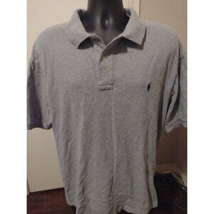 Polo Ralph Lauren Short Sleeve Polo Shirt 2XB Big Solid Gray Cotton Pony Logo